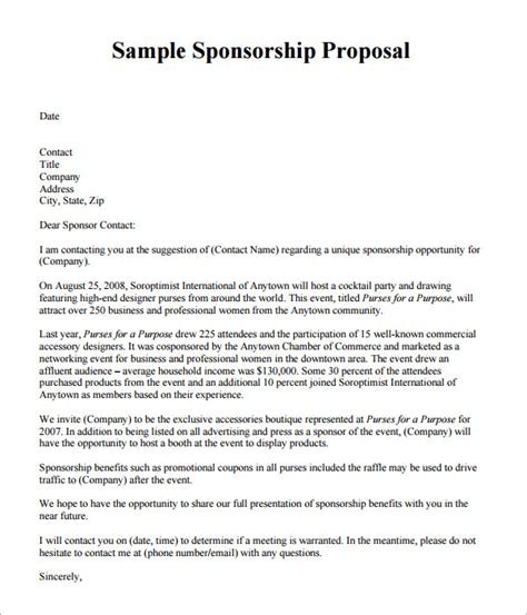 Sponsorship Proposal Template for Word