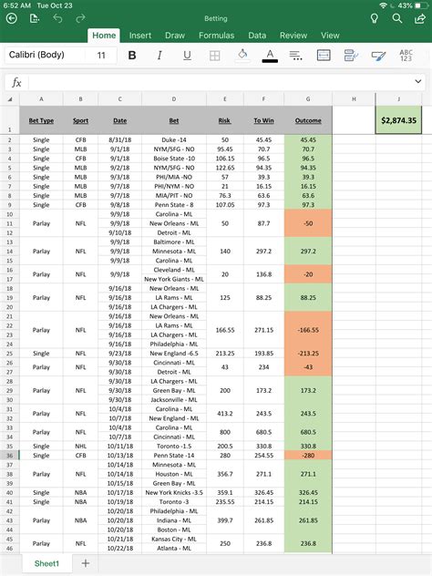 Sports Betting Excel Templates