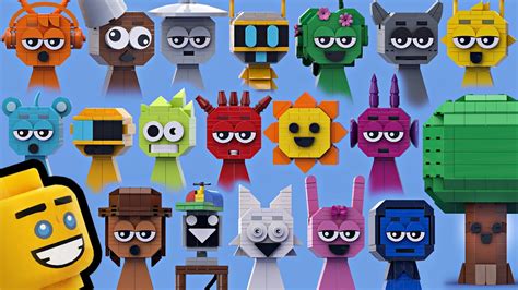 Sprunki Lego robots in different shapes and sizes