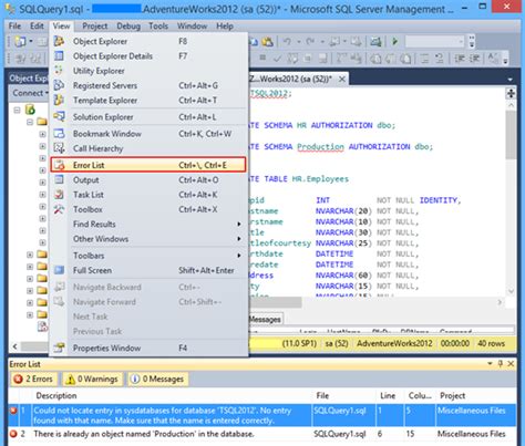 SQL Error Fixing