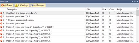 SQL Error Types