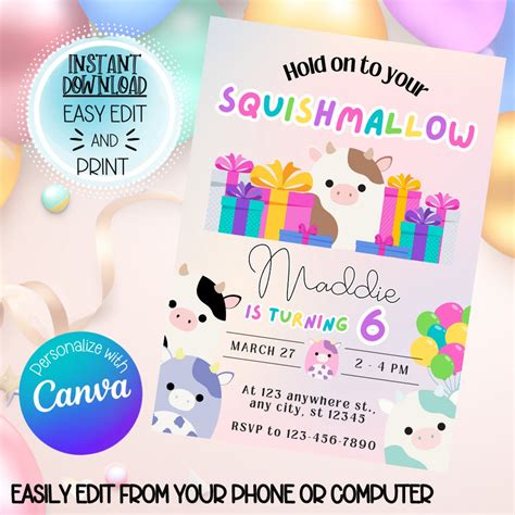 Squishmallow Birthday Invitation Templates Gallery 2