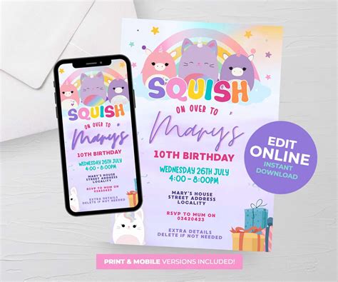 Squishmallow Birthday Invitation Templates Gallery 7