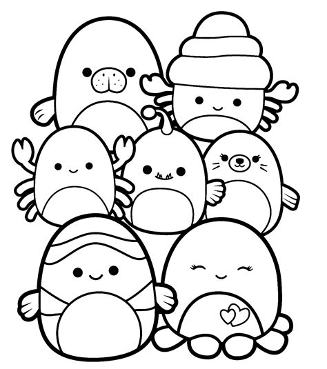 Squishmallow coloring pages for kids and adults