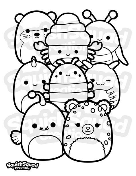 Free printable Squishmallow coloring page