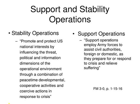 Stability and Support Operations