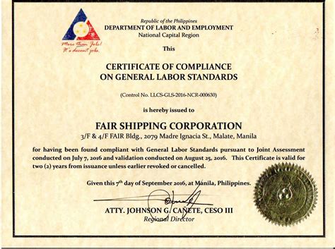 Standard Certificate