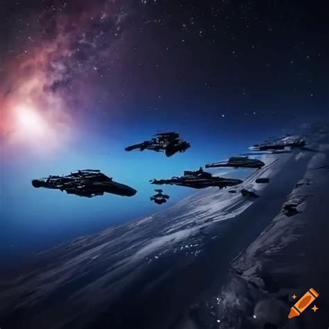 An Imperial Star Destroyer in space, with stars and planets in the background