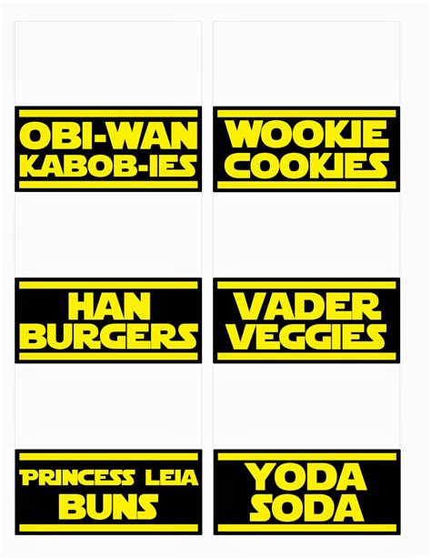 Star Wars Food Labels Templates Gallery Image 2