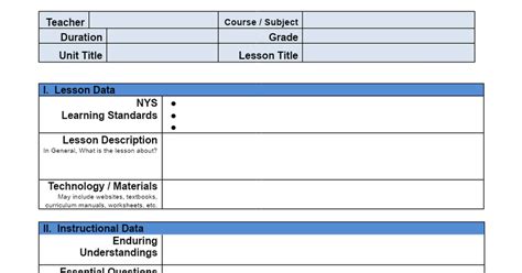 Structured Lesson Plan Templates in Google Docs