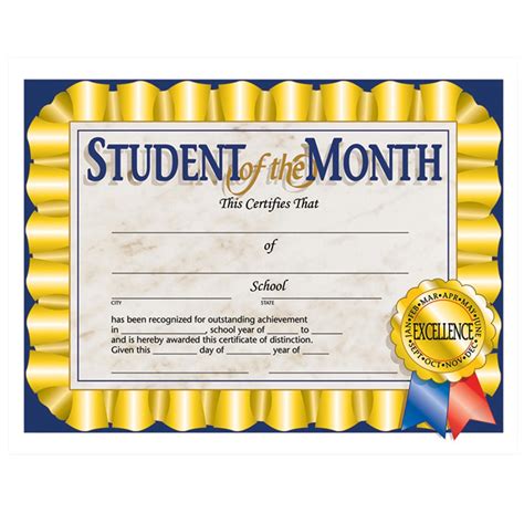 Student of the Month Certificate with Image