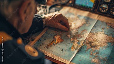 Submarine Captain Reviewing Maps