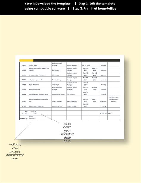 Submittal Schedule Template Design