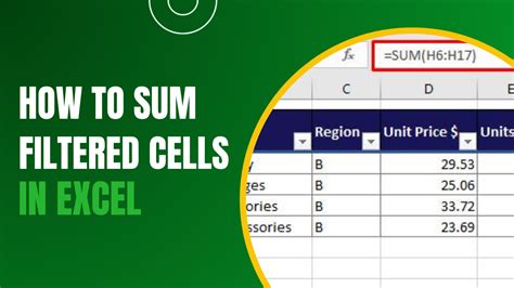 Sum Filtered Cells in Excel Help