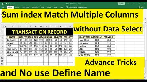 Sum with INDEX and MATCH for Multiple Columns