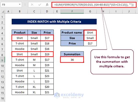 Sum with INDEX and MATCH for Multiple Conditions