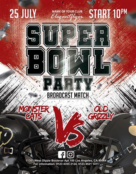 Super Bowl Party Flyer Template Example