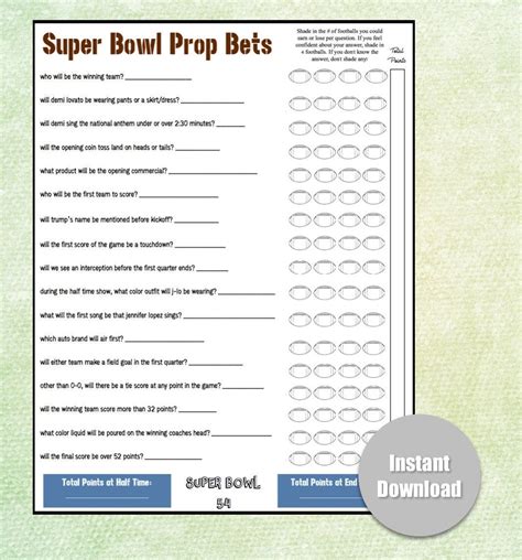 Super Bowl Prop Bet Ideas