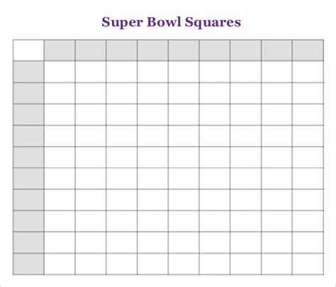 Super Bowl squares template 10