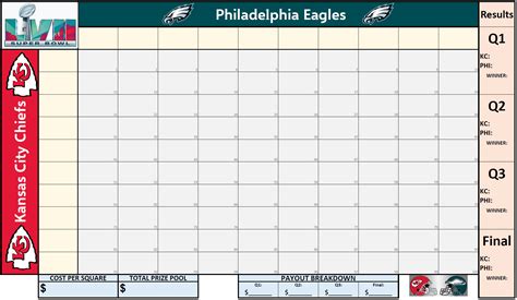 Super Bowl squares template 3