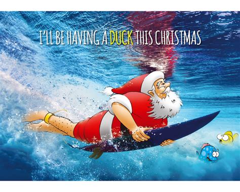 Surfing Santa Christmas Card