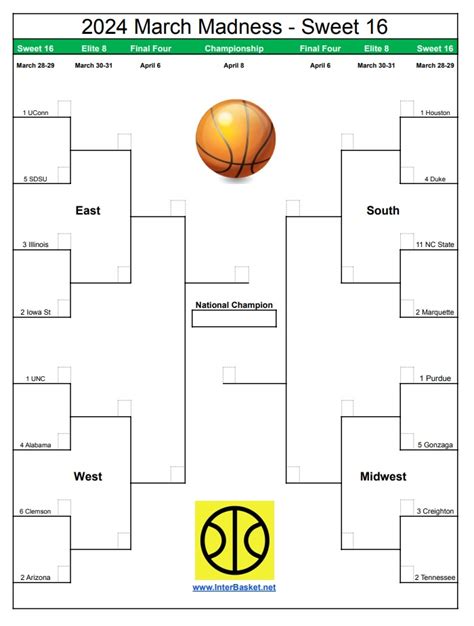 Sweet 16 Bracket Printables