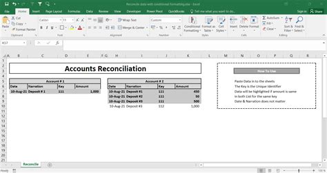 T Account Conditional Formatting