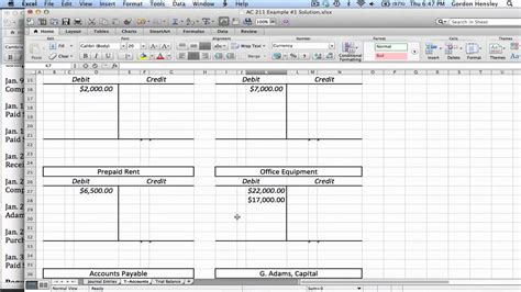 Creating a T Account from Scratch in Excel