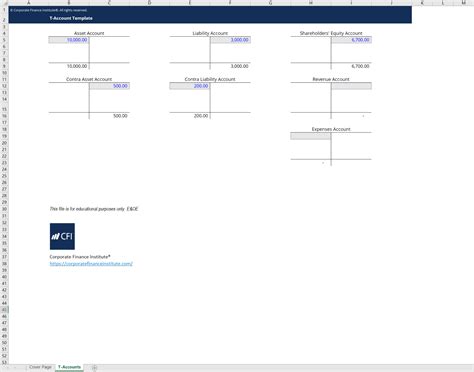 T Account Template Excel