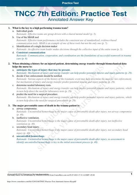 TNCC Practice Exam