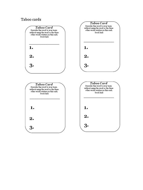 Taboo Card Template