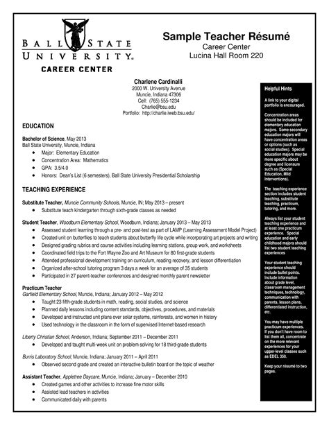 Teacher Resume Template 7