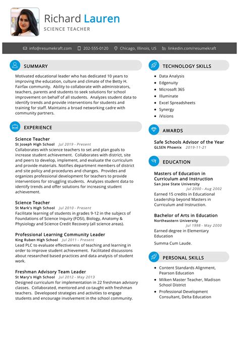 Teacher Resume Template 9