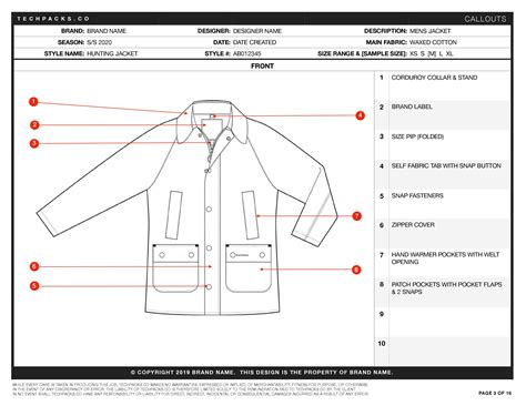 Tech Pack Template Elements