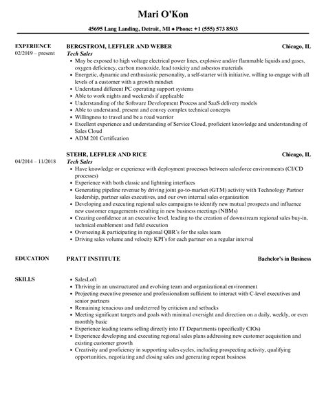 Tech Sales Resume Example