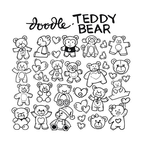 Teddy Bear Doodle Art Template