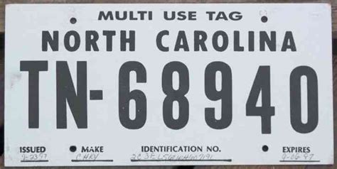 Temporary License Plate Template North Carolina