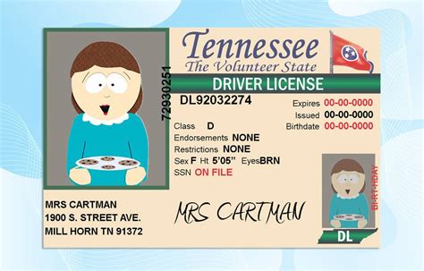 Tennessee Driver's License Design Template