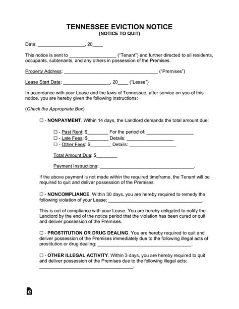 Tennessee Eviction Notice Template 1