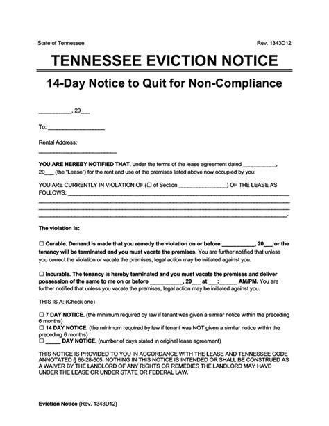 Tennessee Eviction Notice Template 3