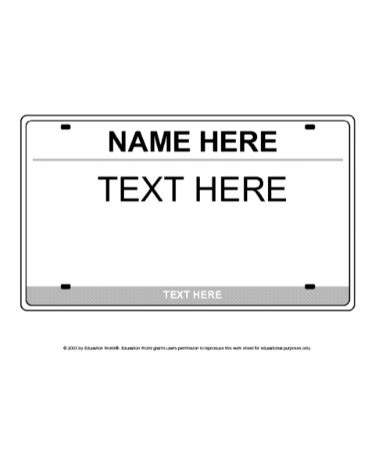 Tennessee Temporary License Plate Printable Template 2