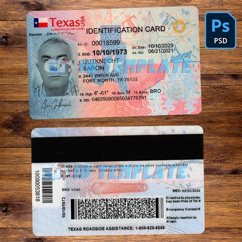 Texas ID Card Template Example 3