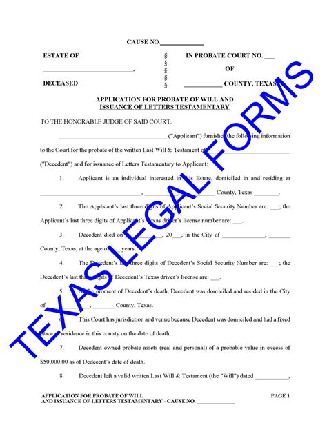 Texas Legal Forms Template