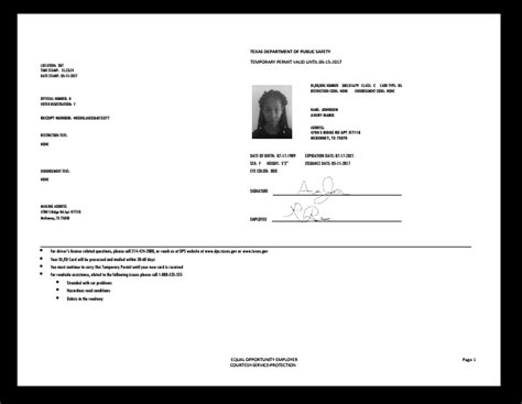 Texas Paper ID Template Example 5