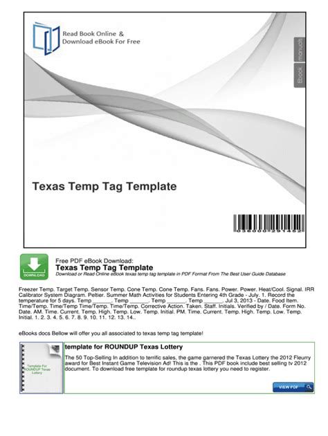 Texas Temporary Tag Template Example 6