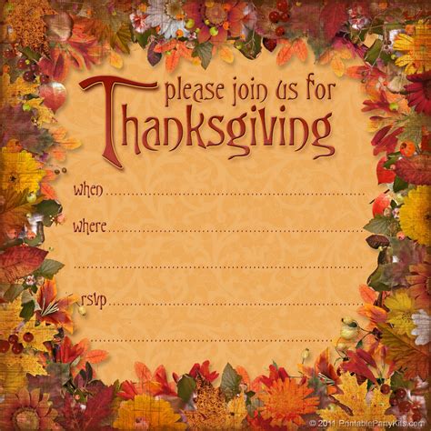 Free Thanksgiving Invitation Template 1