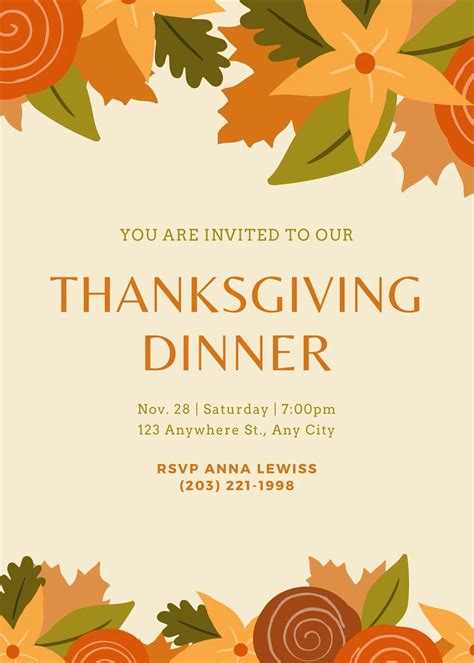 Free Thanksgiving Invitation Template 4