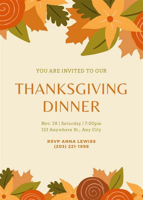 Free Thanksgiving Invitation Template 5