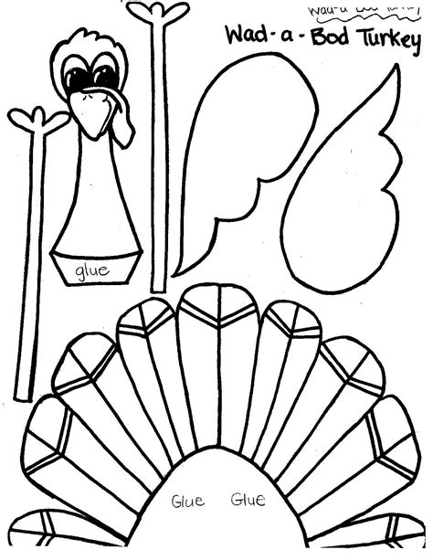 Turkey template printables for Thanksgiving activities