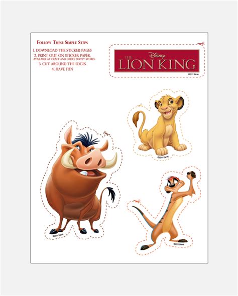 The Lion King Disney printable stickers